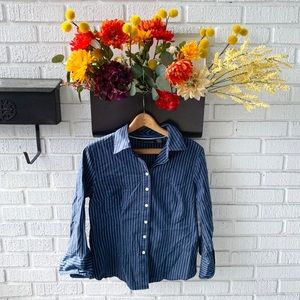 Attention Button Down Blue & White Striped Shirt Size Medium